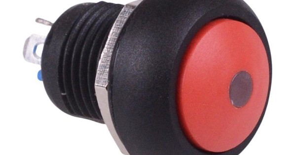 Red On-Off Latching 12mm Yellow LED Push Button Switch IP65