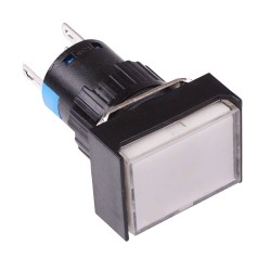 White Rectangle Momentary 16mm Push Button Switch NO/NC 12V