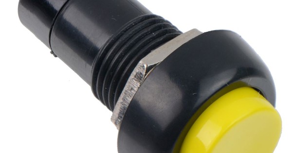 Yellow On-Off Latching Round Push Button Switch 12mm SPST