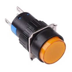 Yellow Round Momentary 16mm Push Button Switch NO/NC 230V Yellow Round Momentary 16mm Push Button Switch NO/NC 230V