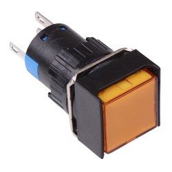 Yellow Square Latching 16mm Push Button Switch NO/NC 12V Yellow Square Latching 16mm Push Button Switch NO/NC 12V