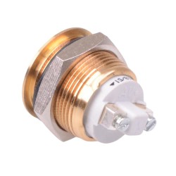 Gold Momentary 19mm Push Button Vandal Switch SPST IP65 2A 48VDC AV091003C990K 