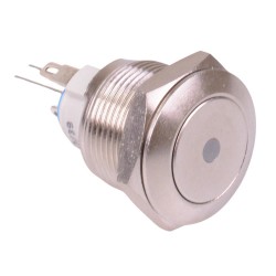 Yellow illuminated 19mm Latching Vandal Push Button Switch SPST AV091L5EA200 