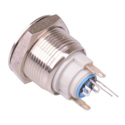 Yellow illuminated 19mm Latching Vandal Push Button Switch SPST AV091L5EA200 