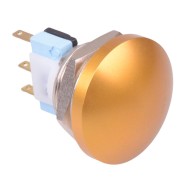 Gold Mushroom 22mm Security Push Button Switch SPST AV22PNA54  Gold Mushroom 22mm Security Push Button Switch SPST AV22PNA54