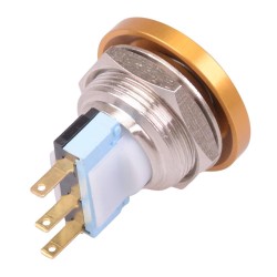 Gold Mushroom 22mm Security Push Button Switch SPST AV22PNA54 