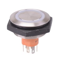 Amber LED Momentary 30mm Push Button Vandal Switch NO/NC IP67 AV59022000074BK 