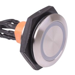 Amber LED 24VDC Momentary 30mm Push Button Vandal Switch NO/NC IP67 AV5922F102074BK  Amber LED 24VDC Momentary 30mm Push Button Vandal Switch NO/NC IP67 AV5922F102074BK