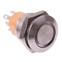 Amber LED 19mm Momentary Anti Vandal Push Button Switch NO/NC AV990220000840K  Amber LED 19mm Momentary Anti Vandal Push Button Switch NO/NC AV990220000840K