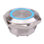 Blue 12V Vandal Off-(On) Momentary 19mm Short Push Button Switch SPST Blue 12V Vandal Off-(On) Momentary 19mm Short Push Button Switch SPST