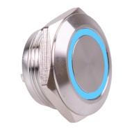 Blue 12V Vandal Off-(On) Momentary 19mm Short Push Button Switch SPST Blue 12V Vandal Off-(On) Momentary 19mm Short Push Button Switch SPST