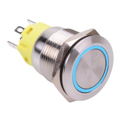 Blue LED 24V On-On Latching 19mm Vandal Push Button Switch SPDT Blue LED 24V On-On Latching 19mm Vandal Push Button Switch SPDT