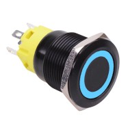 Blue LED On-On Latching 19mm Black Vandal Resistant Push Button Switch SPDT Blue LED On-On Latching 19mm Black Vandal Resistant Push Button Switch SPDT