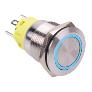 Blue LED On-On Latching 19mm Vandal Resistant Push Button Switch SPDT Blue LED On-On Latching 19mm Vandal Resistant Push Button Switch SPDT