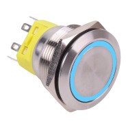 Blue LED On-On Latching 25mm Vandal Push Button Switch DPDT Blue LED On-On Latching 25mm Vandal Push Button Switch DPDT