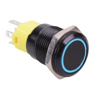 Blue LED On-(On) Momentary 16mm Black Vandal Resistant Push Button Switch SPDT Blue LED On-(On) Momentary 16mm Black Vandal Resistant Push Button Switch SPDT