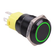Green LED On-(On) Momentary 16mm Black Vandal Resistant Push Button Switch SPDT Green LED On-(On) Momentary 16mm Black Vandal Resistant Push Button Switch SPDT