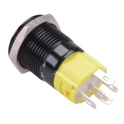 Green LED On-(On) Momentary 16mm Black Vandal Resistant Push Button Switch SPDT