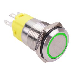 Green LED On-(On) Momentary 16mm Vandal Resistant Push Button Switch SPDT