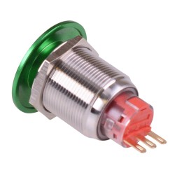 Green Mushroom Momentary 22mm Push Button Switch Stainless Steel IP67 NO/NC