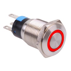 Red LED 16mm Latching Vandal Push Button Switch 3A SPDT