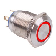 Red LED Off-(On) Momentary 12mm Vandal Resistant Push Button Switch SPST Red LED Off-(On) Momentary 12mm Vandal Resistant Push Button Switch SPST