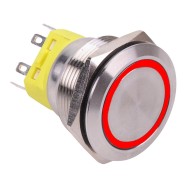 Red LED On-On Latching 25mm Vandal Push Button Switch DPDT Red LED On-On Latching 25mm Vandal Push Button Switch DPDT