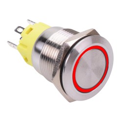 Red LED On-(On) Momentary 19mm Vandal Resistant Push Button Switch SPDT