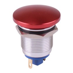 Red Mushroom Momentary 19mm Metal Push Button Switch IP65 NO