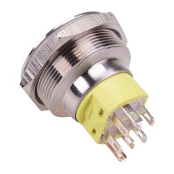 Red On-(On) 28mm Vandal Momentary Push Button Switch DPDT 12V