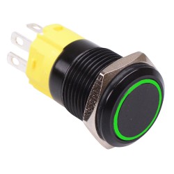 RGB 16mm Black Momentary Vandal Metal Push Button Switch 12V SPDT