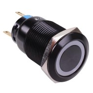 Warm White LED Momentary On-(On) 19mm Black Vandal Resistant Push Switch Warm White LED Momentary On-(On) 19mm Black Vandal Resistant Push Switch