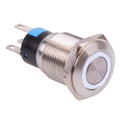 White LED 16mm Momentary Vandal Push Button Switch 3A SPDT