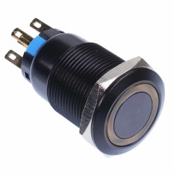 Yellow LED On-On 19mm Black Vandal Resistant Push Switch Yellow LED On-On 19mm Black Vandal Resistant Push Switch