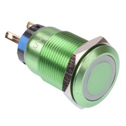 Yellow LED On-On 19mm Green Vandal Resistant Push Switch Yellow LED On-On 19mm Green Vandal Resistant Push Switch
