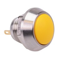 Yellow Off-(On) Stainless Steel Momentary Vandal Push Button Switch 2A SPST Yellow Off-(On) Stainless Steel Momentary Vandal Push Button Switch 2A SPST