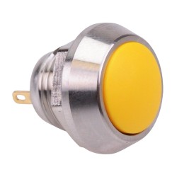 Yellow Off-(On) Stainless Steel Momentary Vandal Push Button Switch 2A SPST