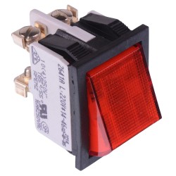 220V Red illuminated On-Off Industrial Rocker Switch DPST 16A 2641LH/A216L220V 