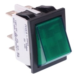 Green illuminated On-On Industrial Rocker Switch DPDT 220V  16A 2646LH/2A20000L220V/3 