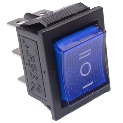 Blue On-Off-On illuminated Rectangle Rocker Switch DPDT 230V Blue On-Off-On illuminated Rectangle Rocker Switch DPDT 230V
