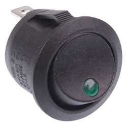 Green illuminated Dot On-Off Round Rocker Switch 12V SPST