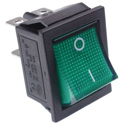 Green illuminated On-Off Large Rectangle Rocker Switch DPST 12V