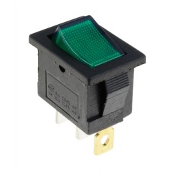 Green illuminated On-Off Plain Rectangle Rocker Switch 12V SPST