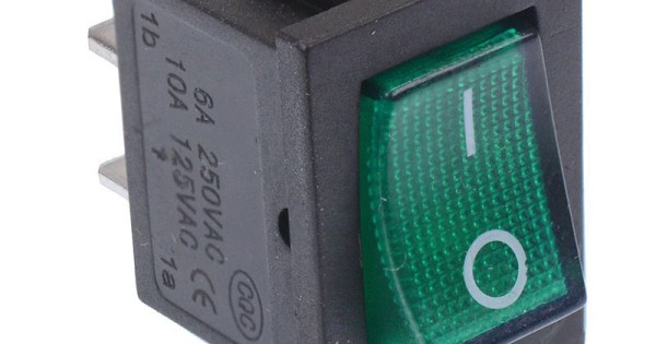 Green illuminated On-Off Rectangle Rocker Switch 12V SPST