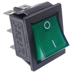 Green illuminated On-Off Rectangle Rocker Switch 220V DPDT