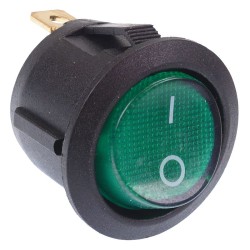Green illuminated On-Off Round Rocker Switch 12V SPST