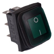 Green Illuminated On-On Waterproof Rocker Switch 20A DPDT IP67 Green Illuminated On-On Waterproof Rocker Switch 20A DPDT IP67