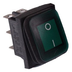 Green Illuminated On-On Waterproof Rocker Switch 20A DPDT IP67