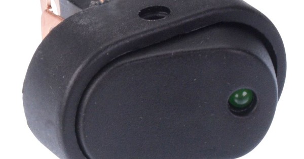 Green LED Oblong On-Off Rocker Switch SPST 20A 12V