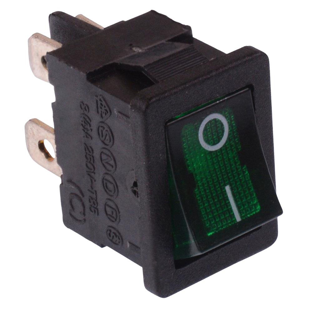 Green On-Off 110V illuminated Rectangle Rocker Switch DPST